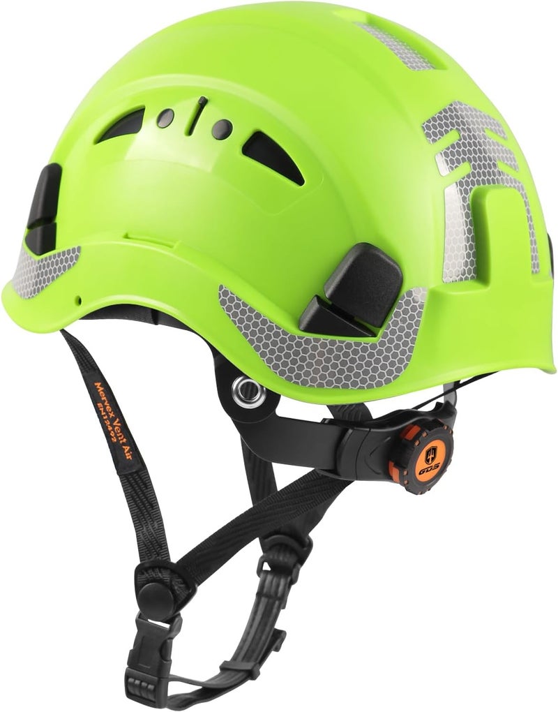 GREEN DEVIL Safety Helmet Hard Hat with Chin Strap Vented Lightweight Adjustable Hardhat for Men Women with Hi-Viz Design Ideal for Tree Climbing Work at Height - Image 2